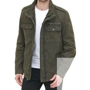Levis Jacket Mens Olive Green Quilted Lined Utility Field Military XXL